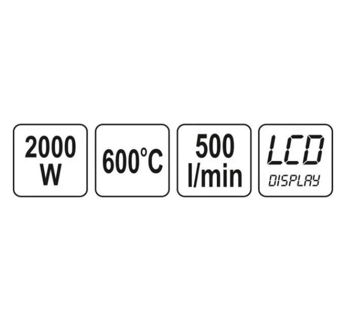 Фен будівельний з дисплеєм 2000 Вт YATO YT-82293