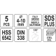 Свердла по металу HSS 5 шт SDS+ YATO YT-40050 D-4