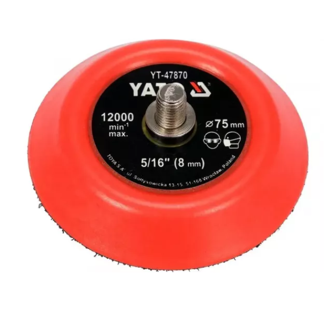 Поліруюче коло на липучці 75 мм, М5/16 YATO YT-47870 D-2