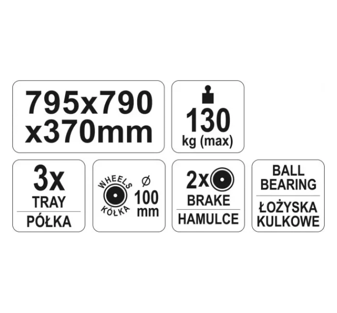 Пересувний трирівневий візок для інструменту YATO YT-55210