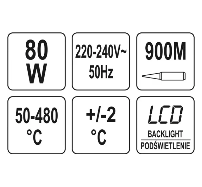 Паяльник з регулюванням температури 80 Вт YATO YT-82701     I-3