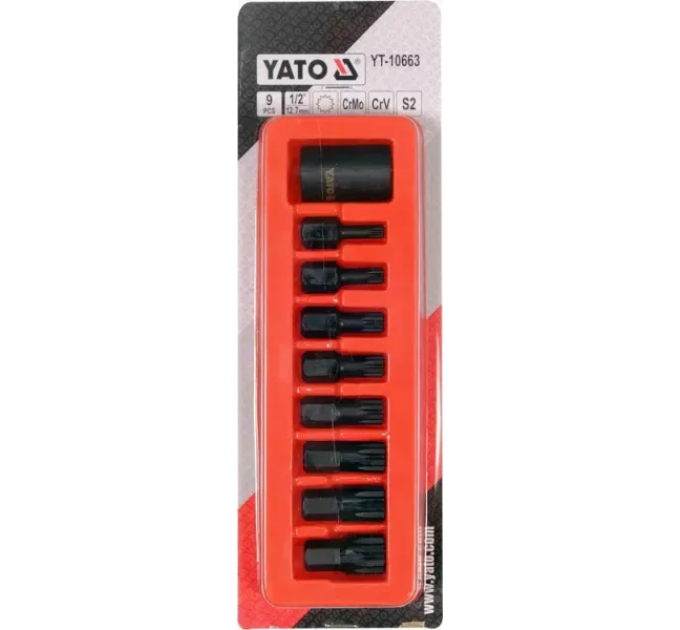 Набір ударних насадок Spline 1/2" YATO YT-10663 D-3
