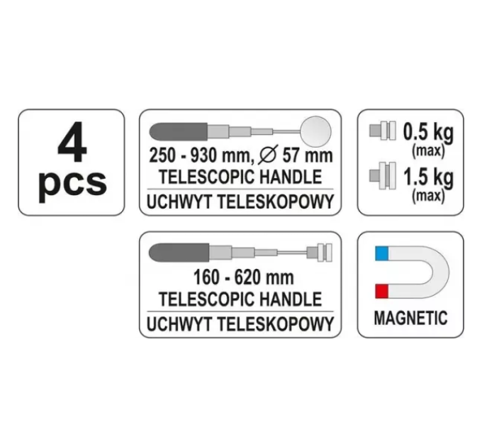 Набір тримач + дзеркало YATO YT-0662 C-3