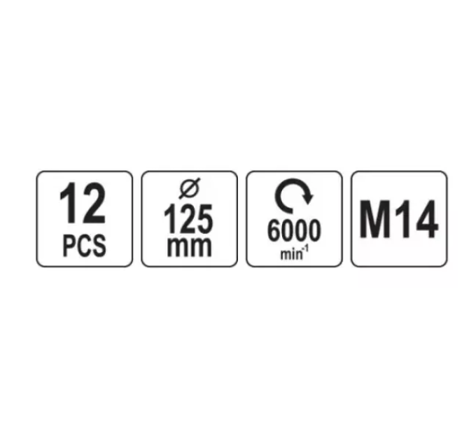 Набір полірувальний діаметром 125 мм, M14, 12шт YATO YT-47931
