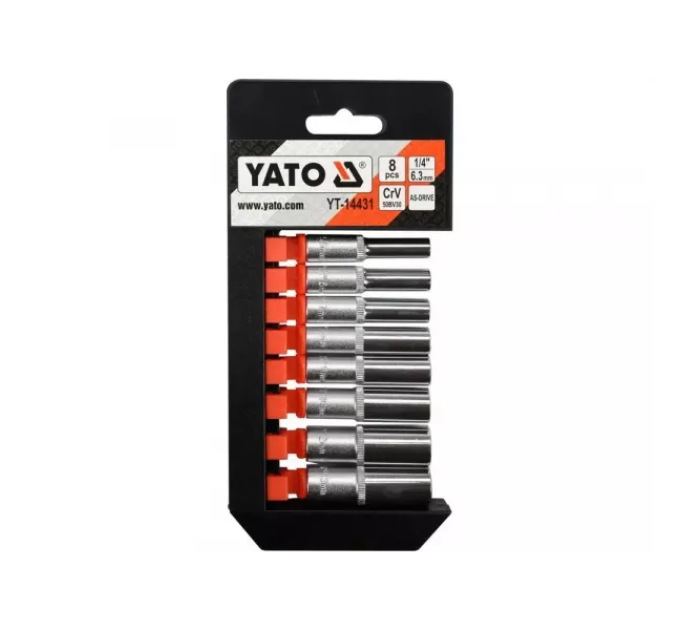 Набір головок торцевих 1/4", 8 шт YATO YT-14431 D-3 Набір головок торцевих 1/4", 8 шт YATO YT-14431 D-3