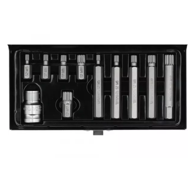 Набір викруткових насадок Spline M5-M12 з перехідником 1/2" 11 шт. YATO YT-0415 D-4 Набір викруткових насадок Spline M5-M12 з перехідником 1/2" 11 шт. YATO YT-0415 D-4