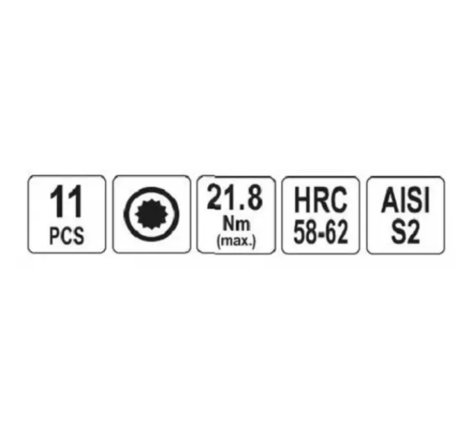 Набір викруткових насадок Spline M5-M12 з перехідником 1/2" 11 шт. YATO YT-0415 D-4