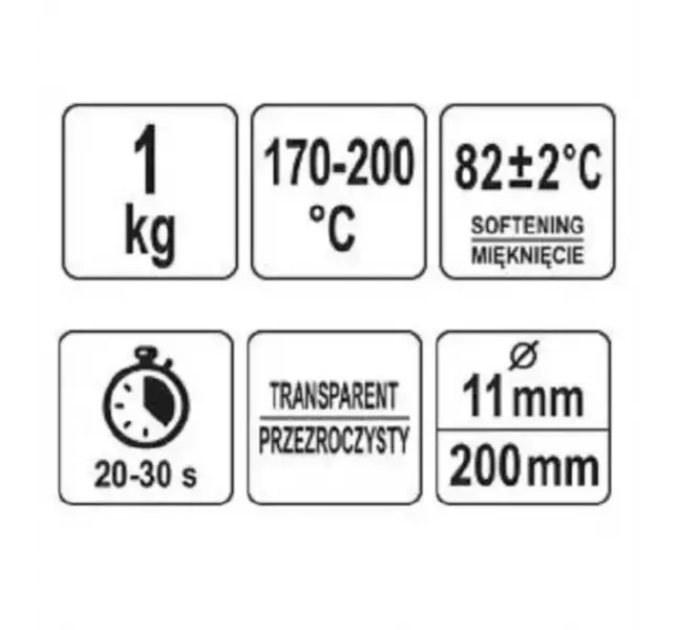 Клейові стрижні 11,2 мм, L=200 мм, (1 кг) YATO YT-82430 G-1