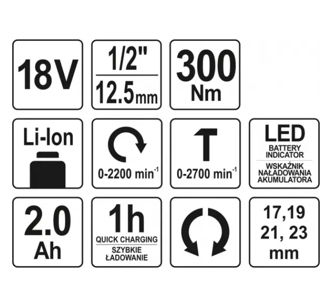 Гайковерт акумуляторний YATO YT-82804   A-1
