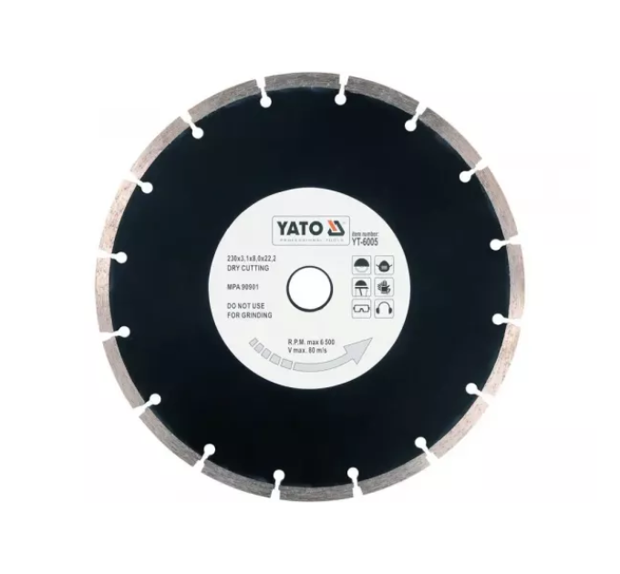 Алмазний диск сегментований 230 мм YATO YT-6005 I-2 Алмазний диск сегментований 230 мм YATO YT-6005 I-2