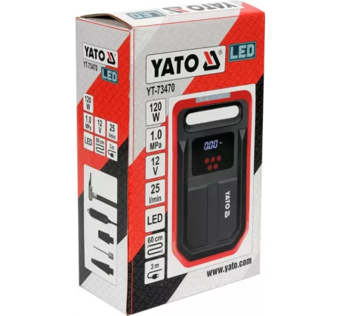 Автомобільний насос з електронним дисплеєм YATO YT-73470
